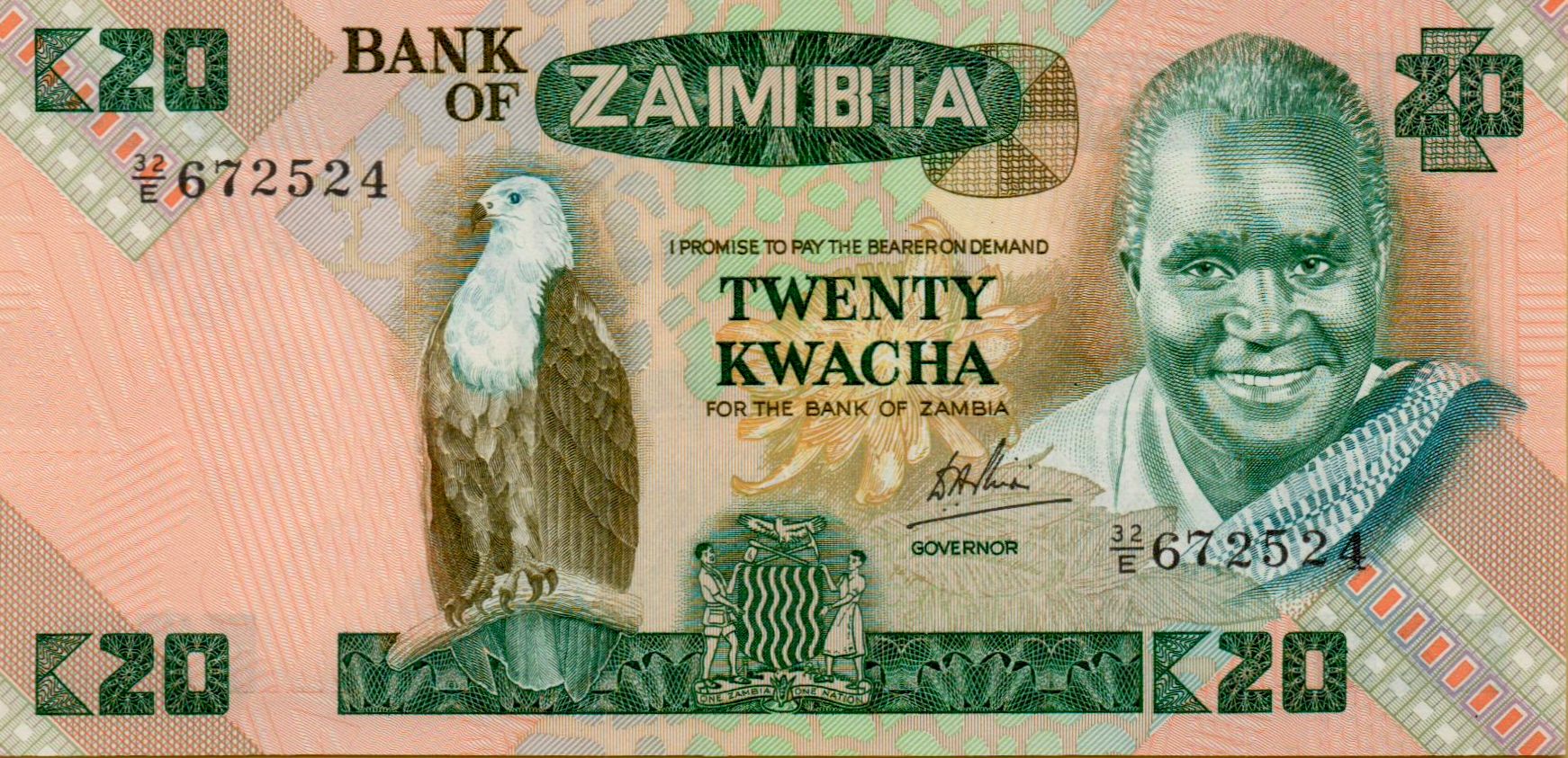Zambia 20 1980 UNC P-27/d